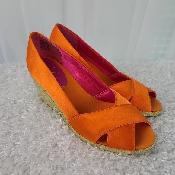 Chaps Wedge Heel Espadrille Orange 7.5 - Picture 6 of 8